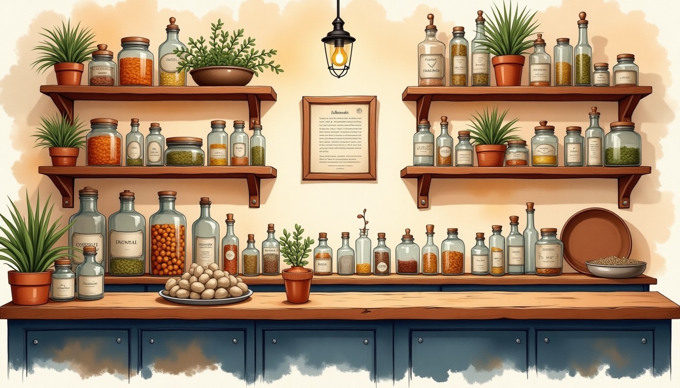Illustration of a historical Dutch apothecary.