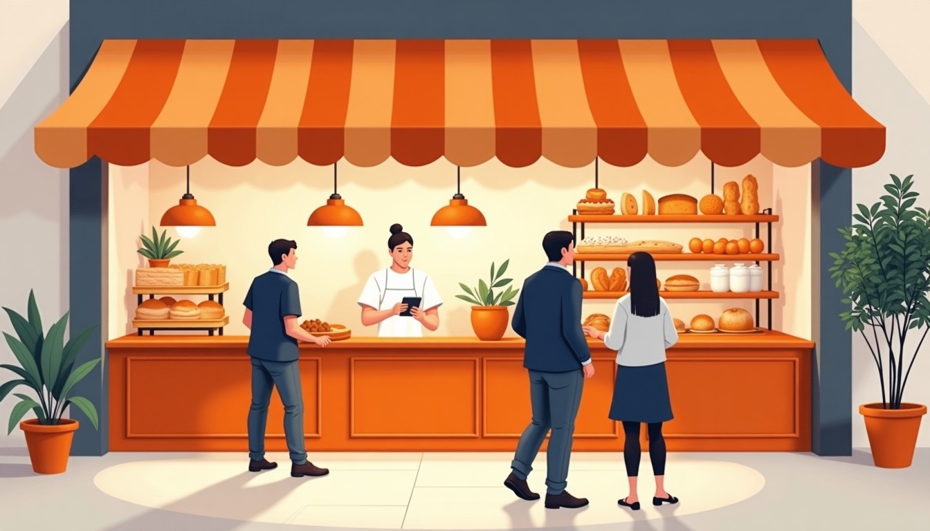 First-person view entering a Dutch bakery.