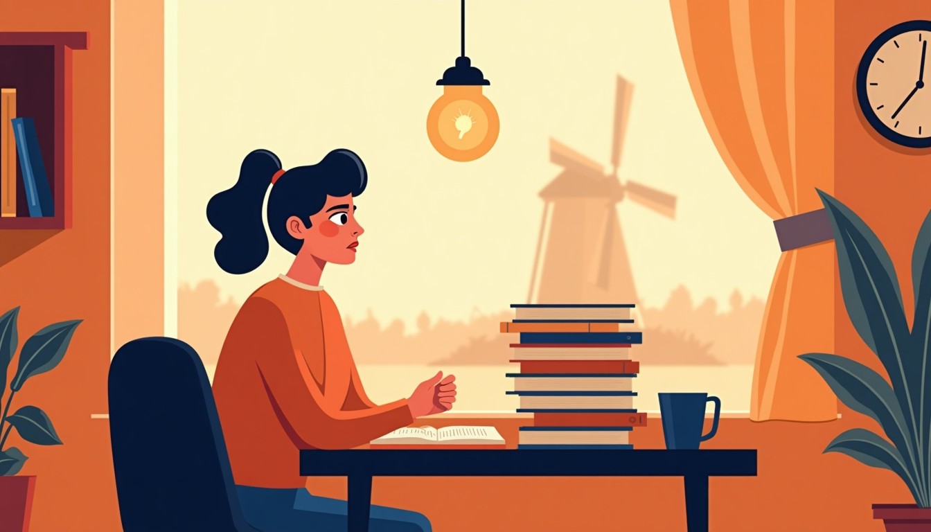 Illustration of a person having a lightbulb moment while studying.