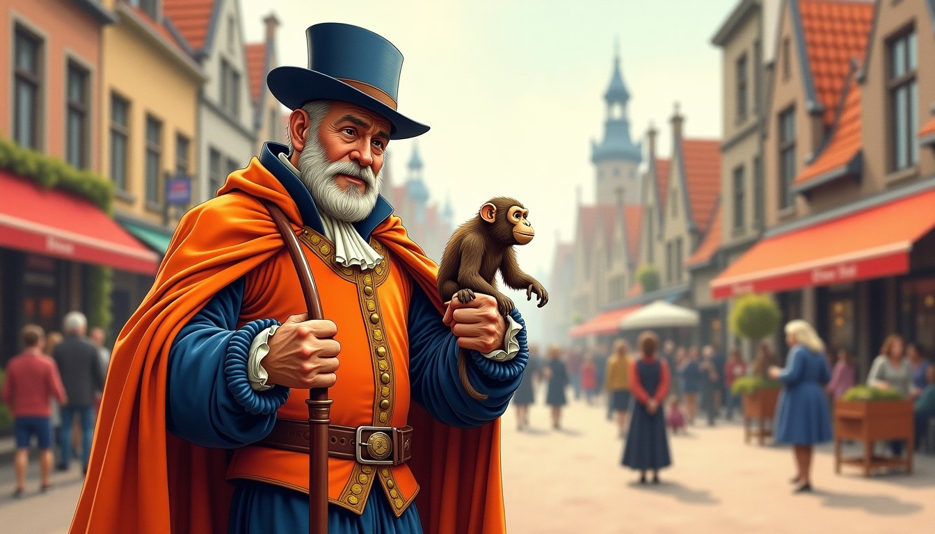 Historical illustration of a magician pulling a monkey from his sleeve