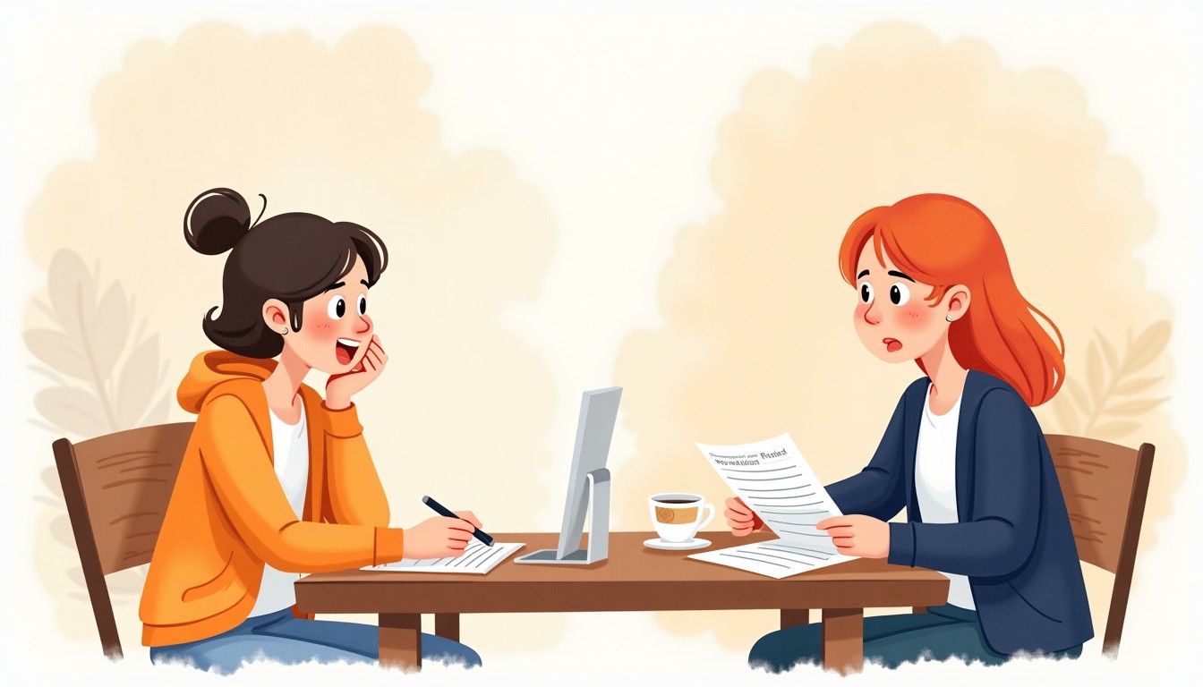 A split illustration showing conversational Dutch versus academic exam stress.