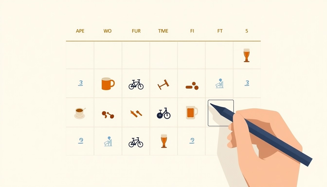 A highly organized calendar filled with activity icons.