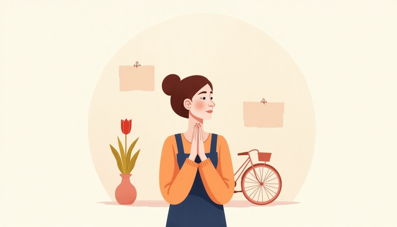 Illustration of a person practicing breathing exercises with their hand.