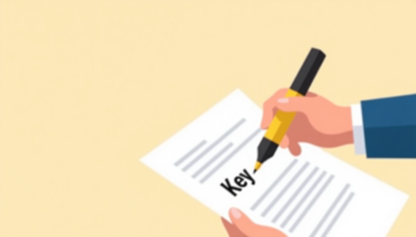 A person highlighting key words in a text.
