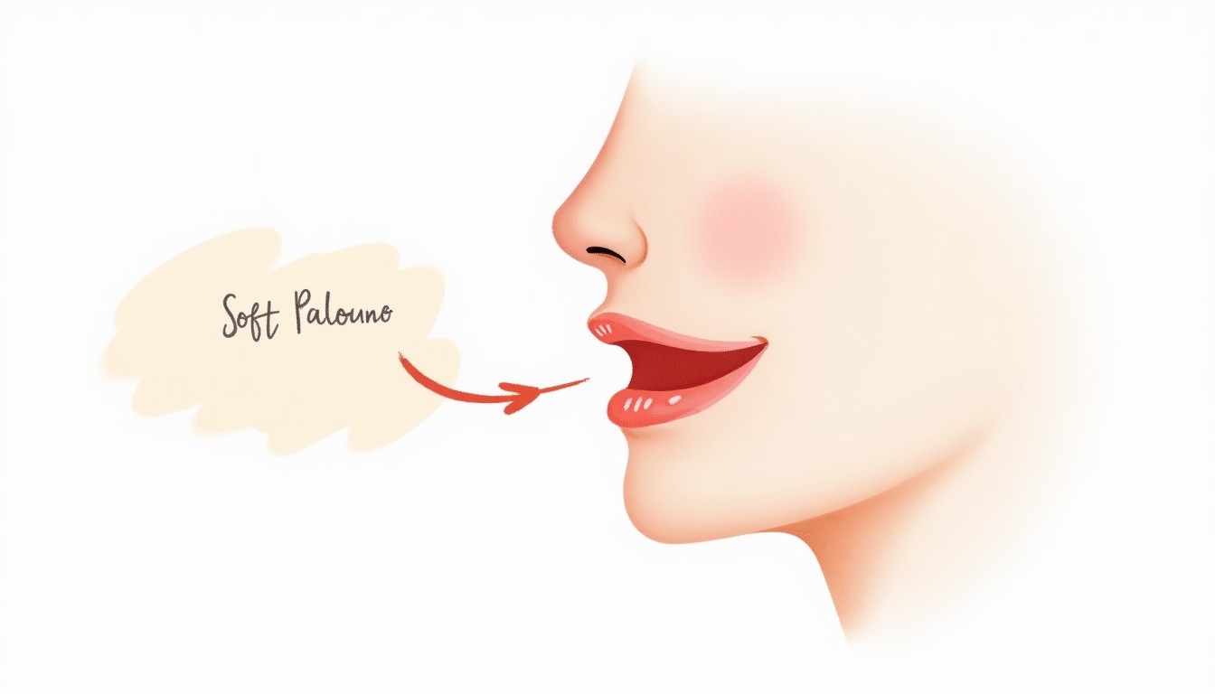 Stylized diagram showing the location of the soft palate for pronunciation