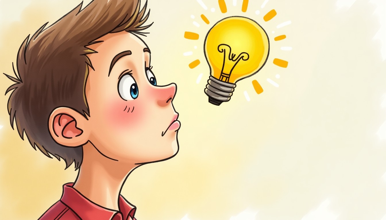 A person having a lightbulb moment while thinking