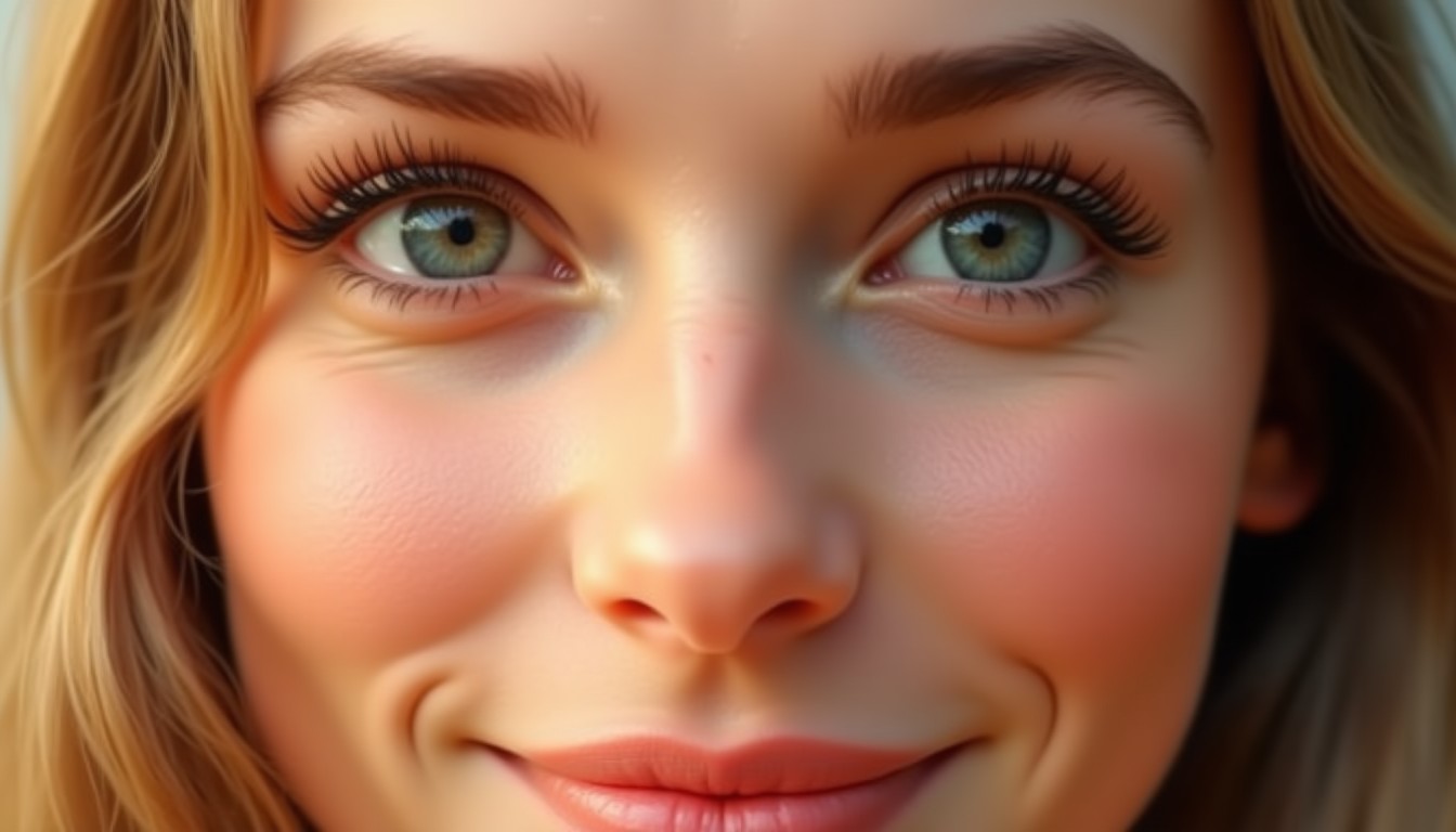 Close-up of a person with a playful, judgmental expression raising an eyebrow