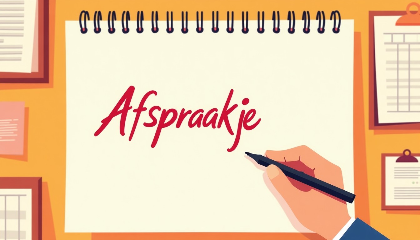 A close-up of a calendar with 'afspraak' crossed out and 'afspraakje' written next to it, a hand holding a marker.