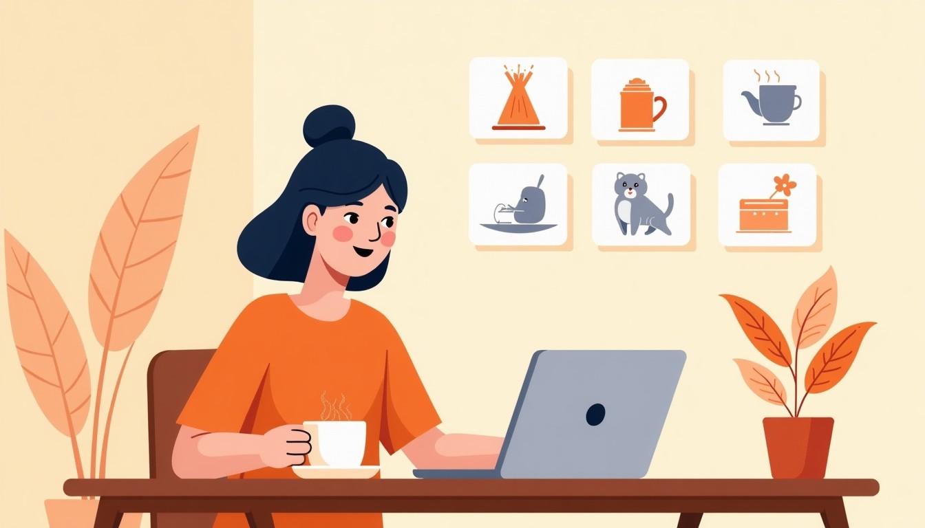 Person studying Dutch at a cozy desk with laptop and coffee