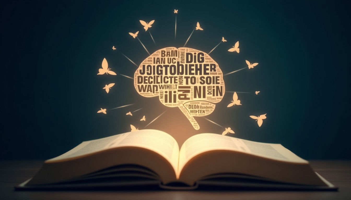 Open book with Dutch word butterflies and a brain with neural connections