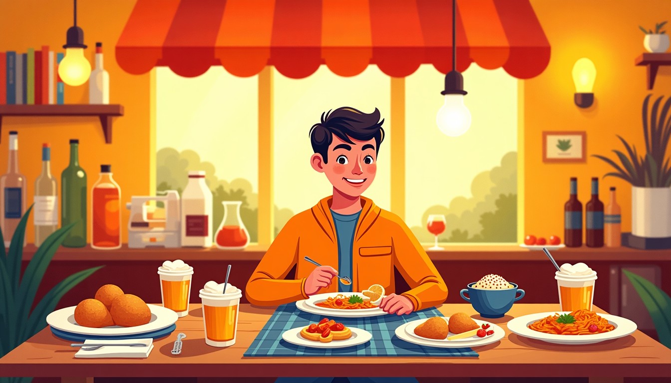 A person enjoying a meal at a Dutch restaurant