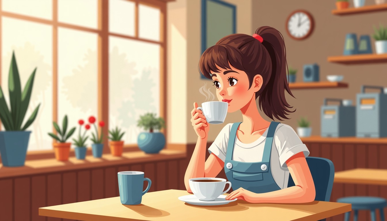 A person enjoying coffee in a Dutch cafe.