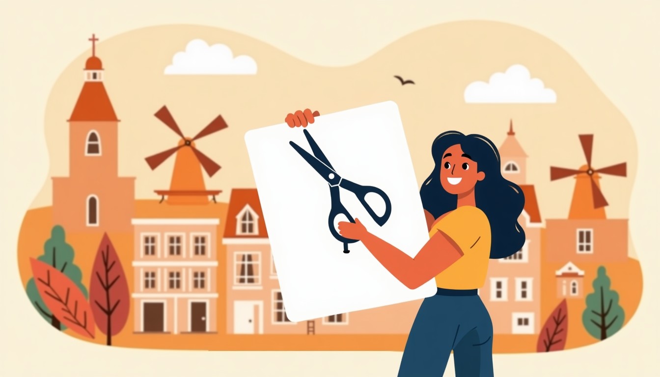 A person cutting a piece of paper with scissors