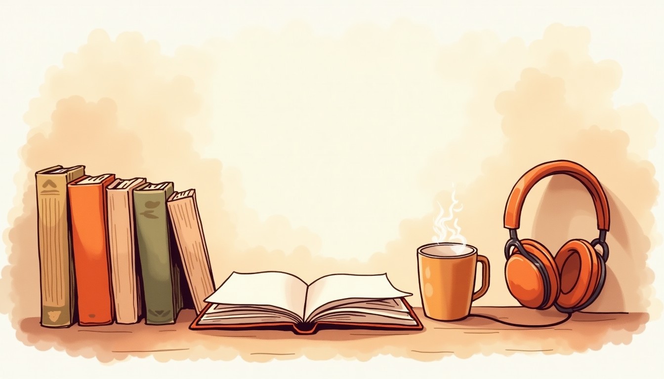Cozy reading nook with Dutch books, headphones, and a cup of coffee