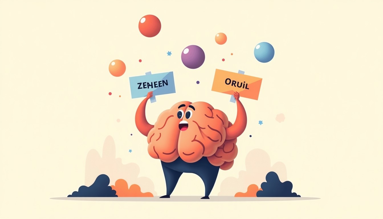 Brain juggling Dutch words to illustrate cognitive load