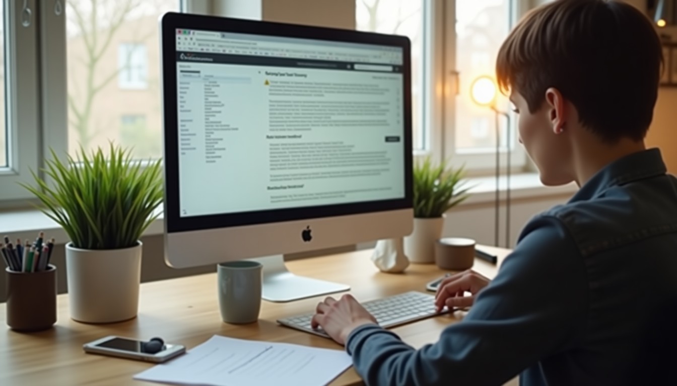 A person sitting at a home desk with Dutch language learning materials