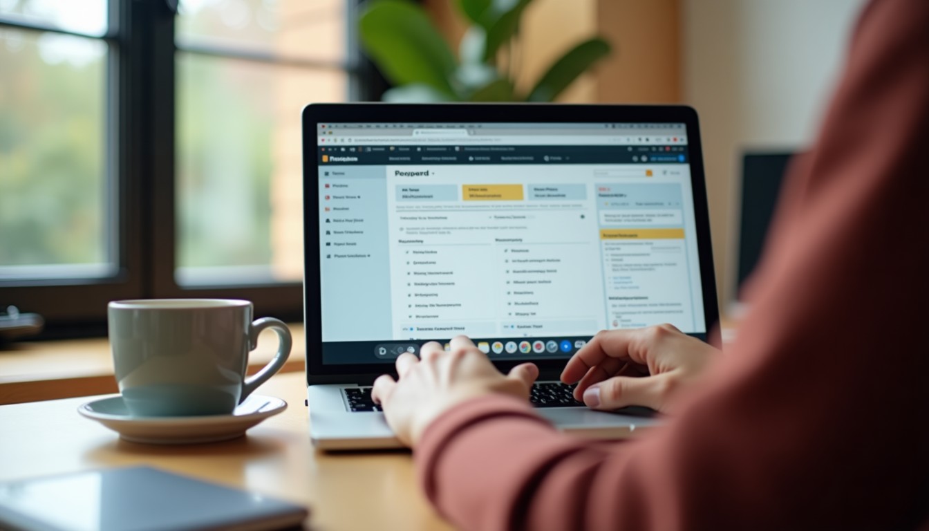 Person learning online at home