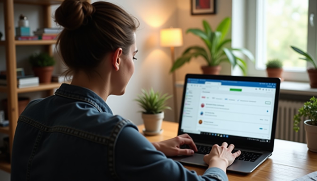 A person learning online at home