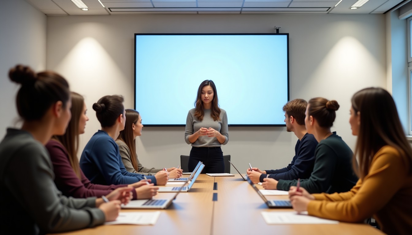 A group of adults in a classroom, participating in a Dutch language lesson