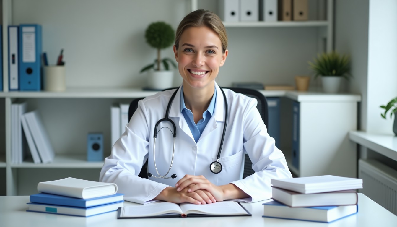 Healthcare professional studying