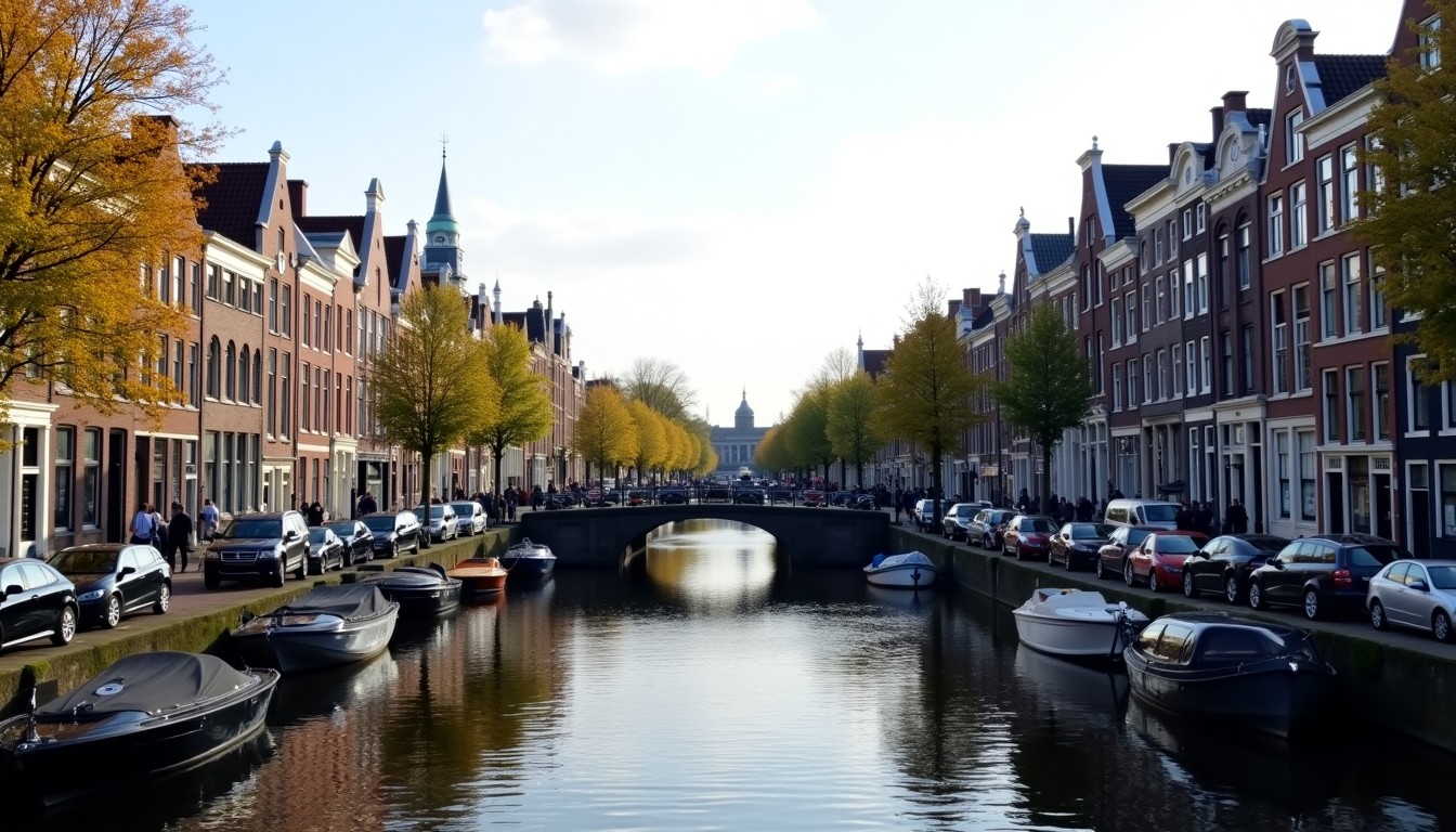 A canal with historic buildings and boats.