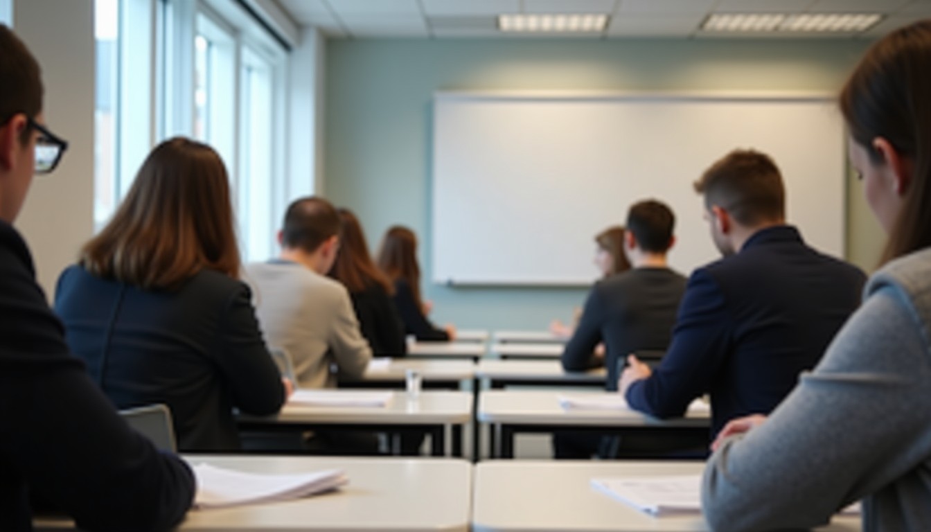 Students taking an exam