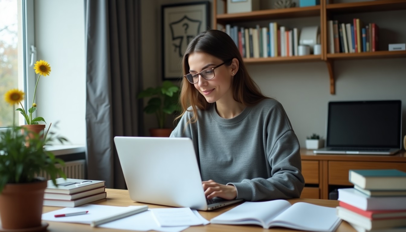 A person studying Dutch at home