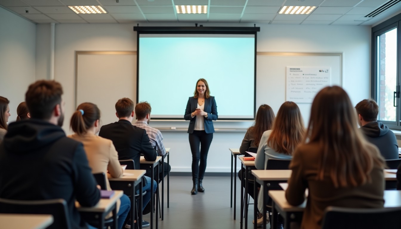Students and teacher in a language classroom