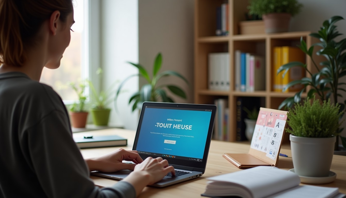 Person learning Dutch online at home