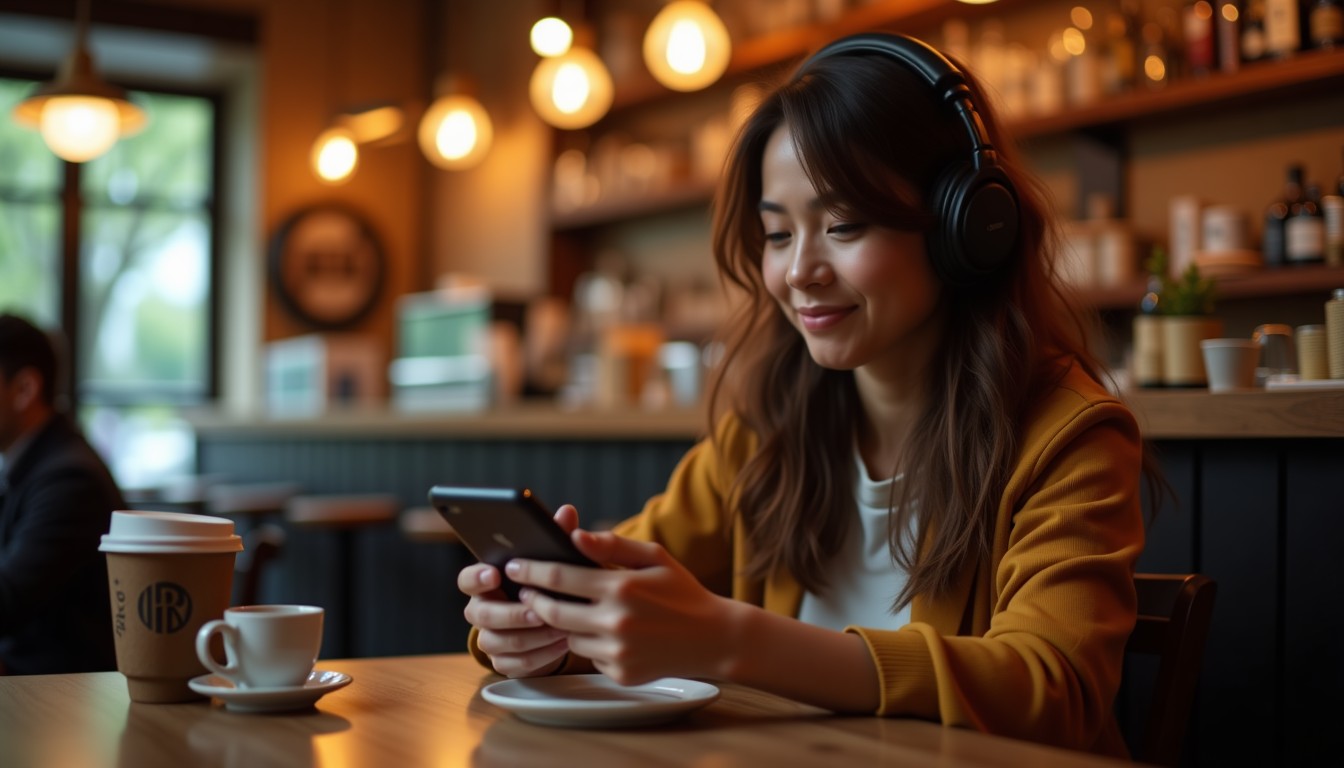 A person listening to a podcast