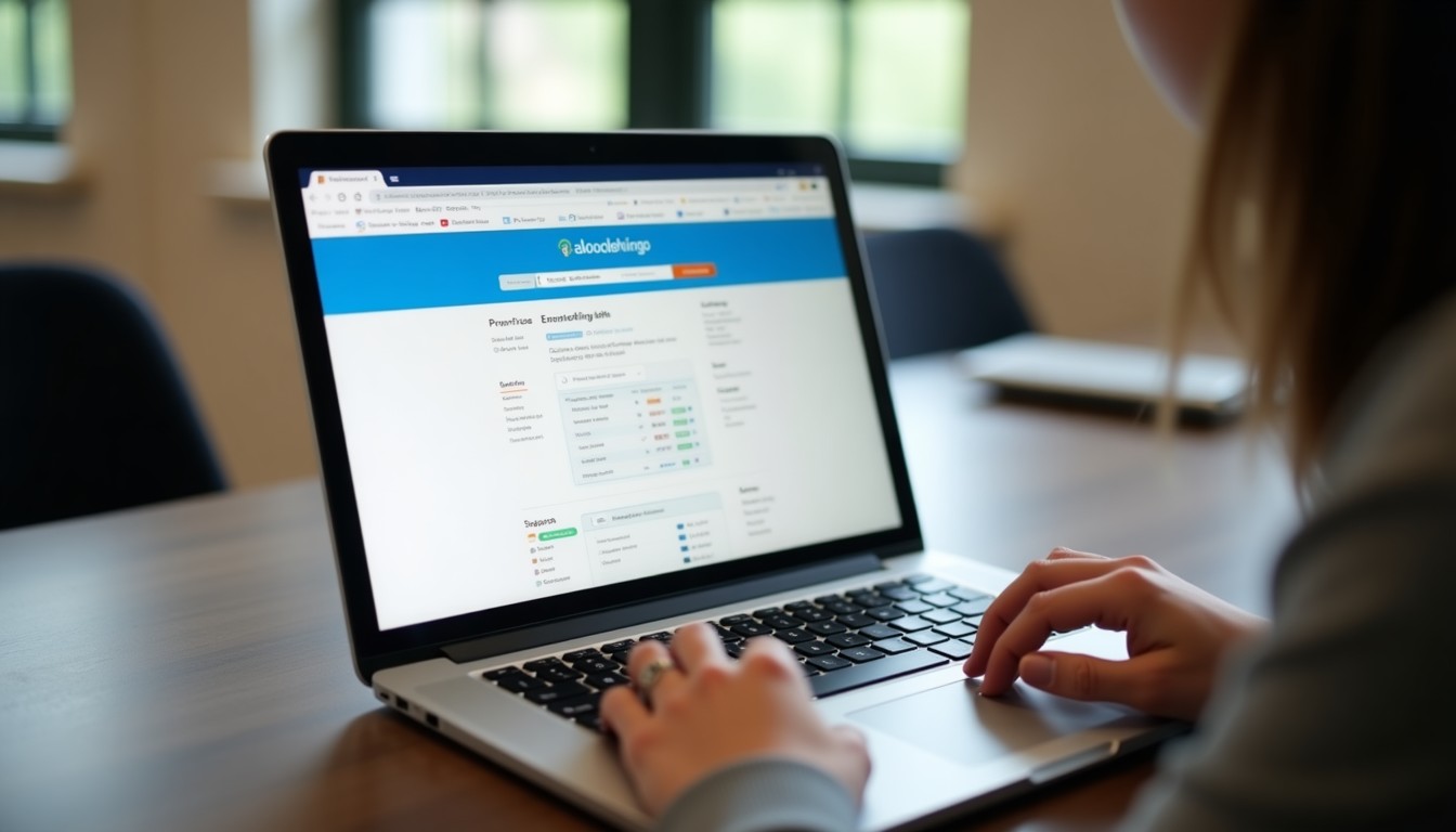 A person using Duolingo on a laptop