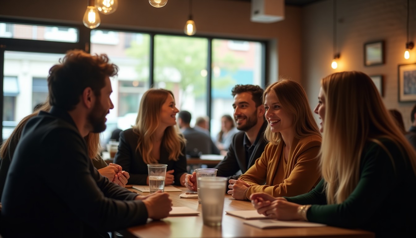 Diverse group of people socializing