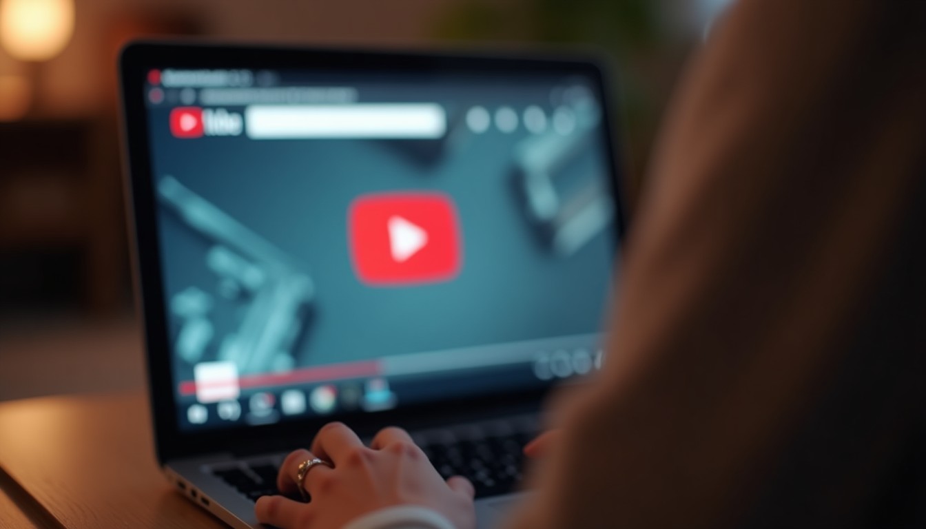 A person watching a video on their laptop
