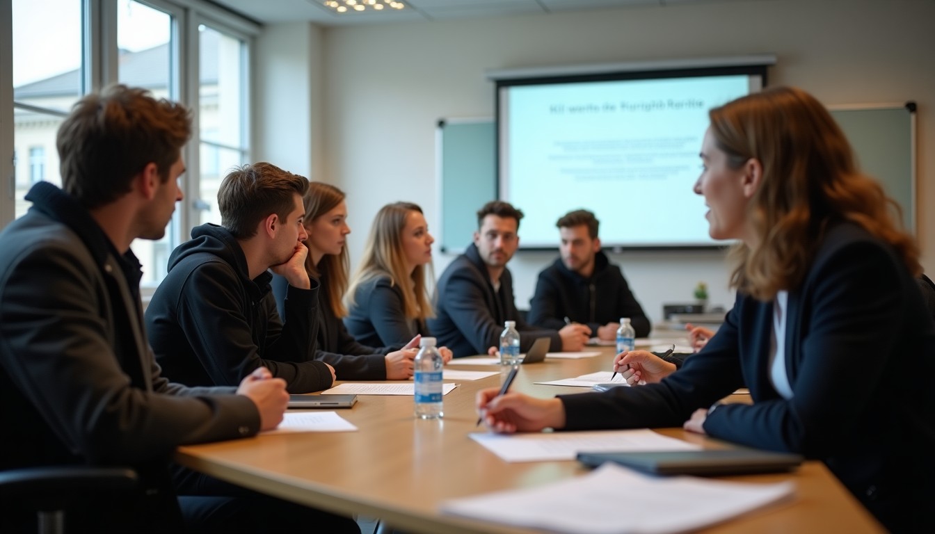 Students discussing Dutch literature
