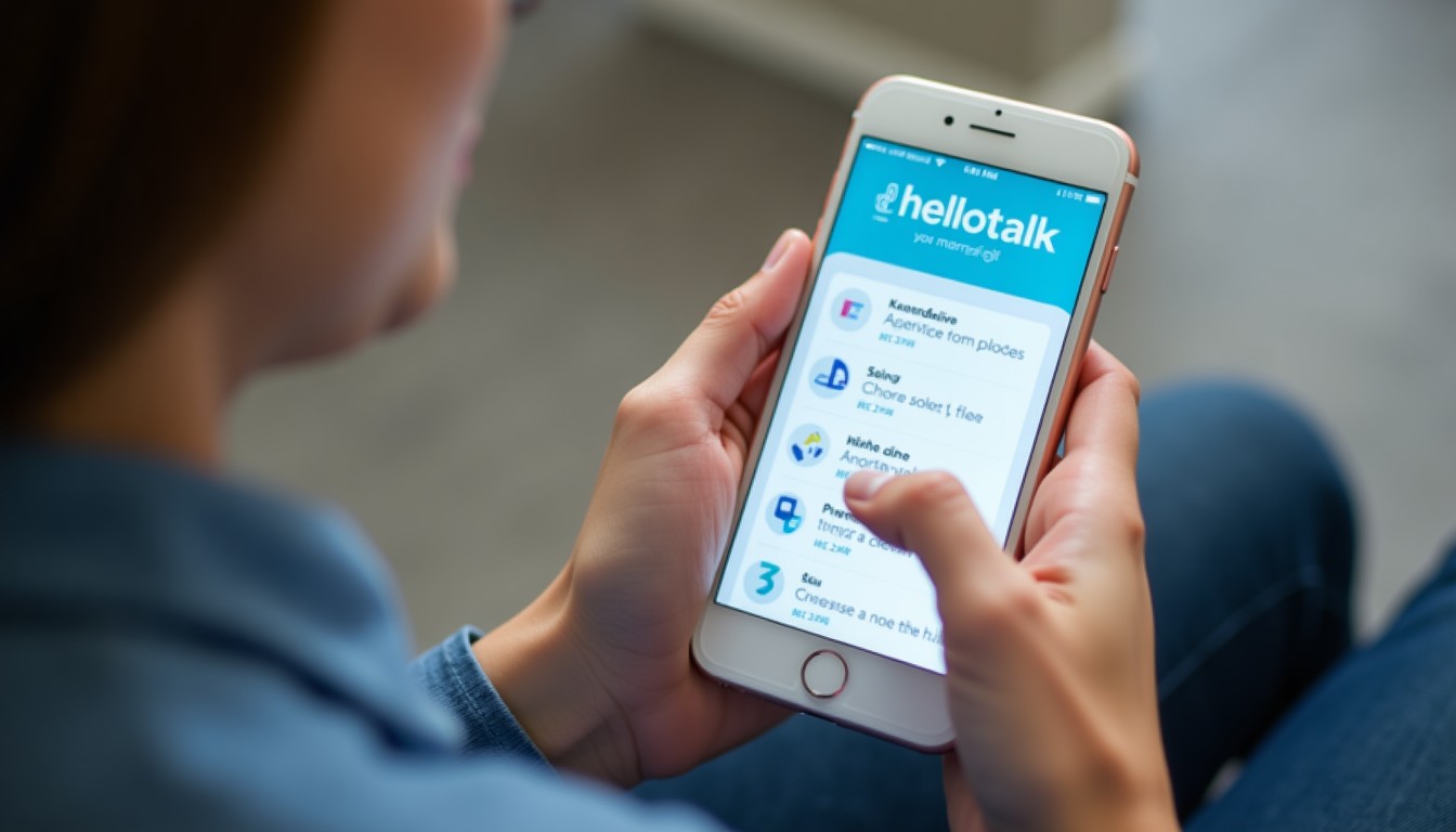 Smartphone screen showing HelloTalk app