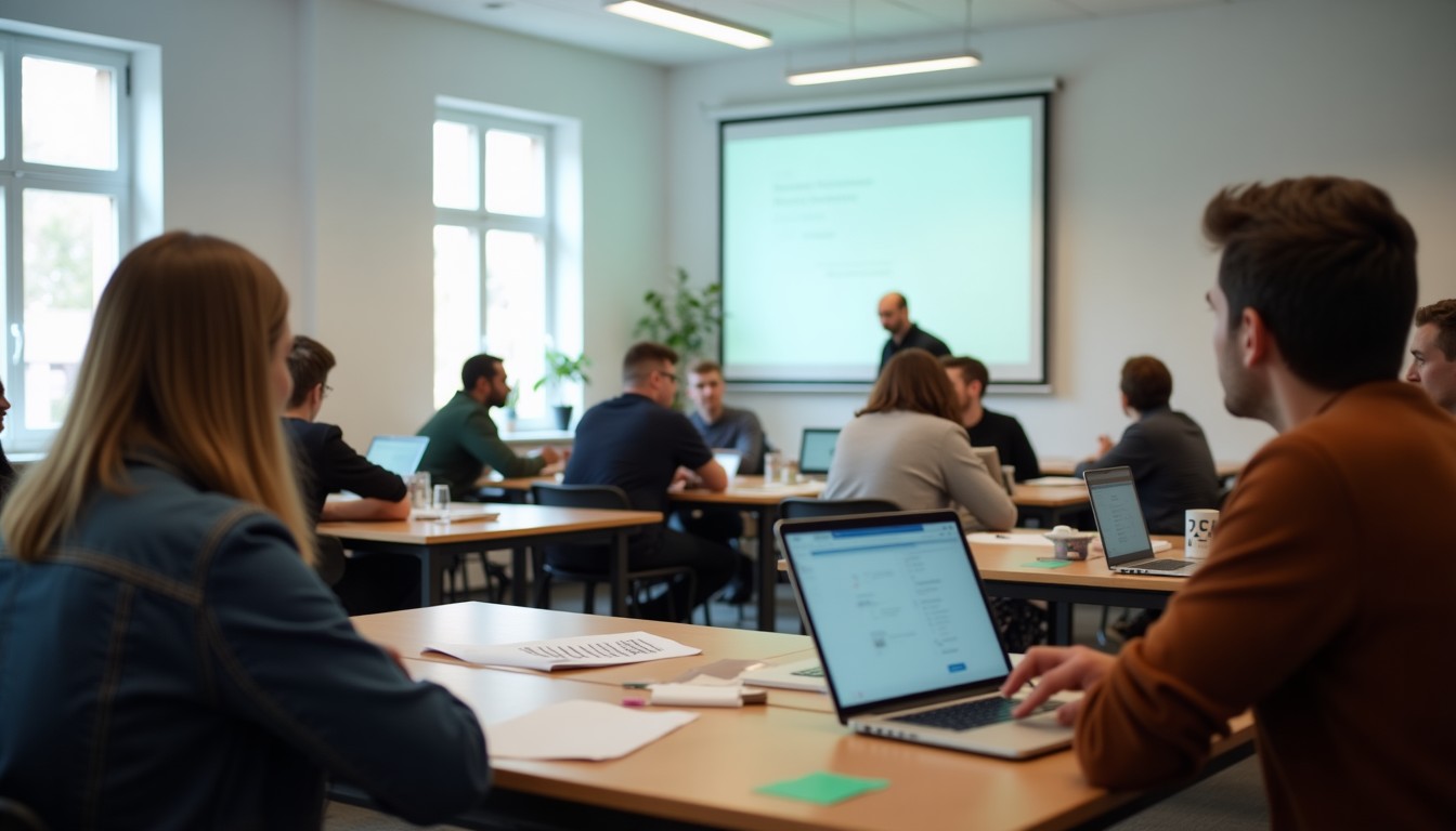 Adult students in a classroom