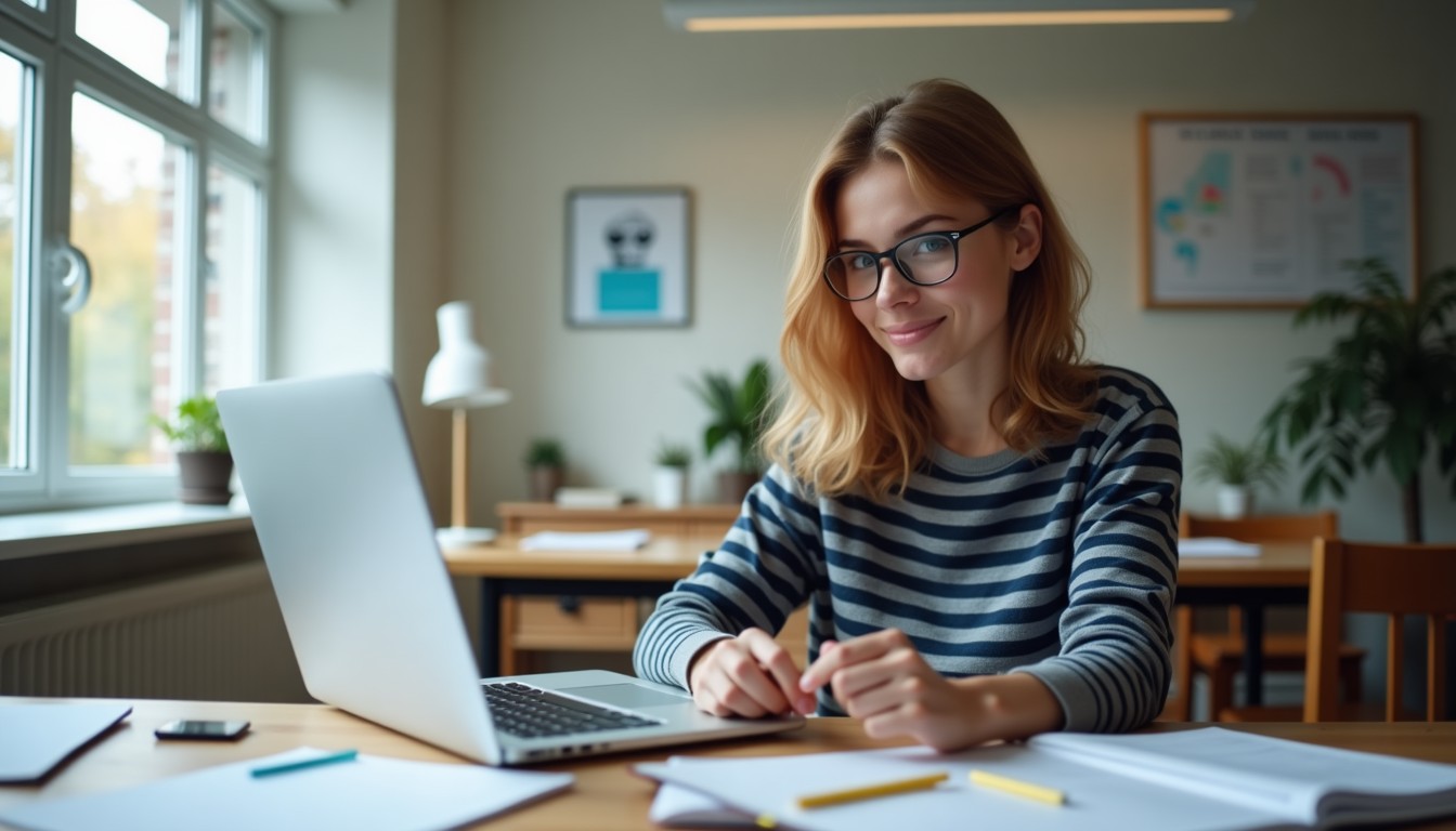 Student studying Dutch at home