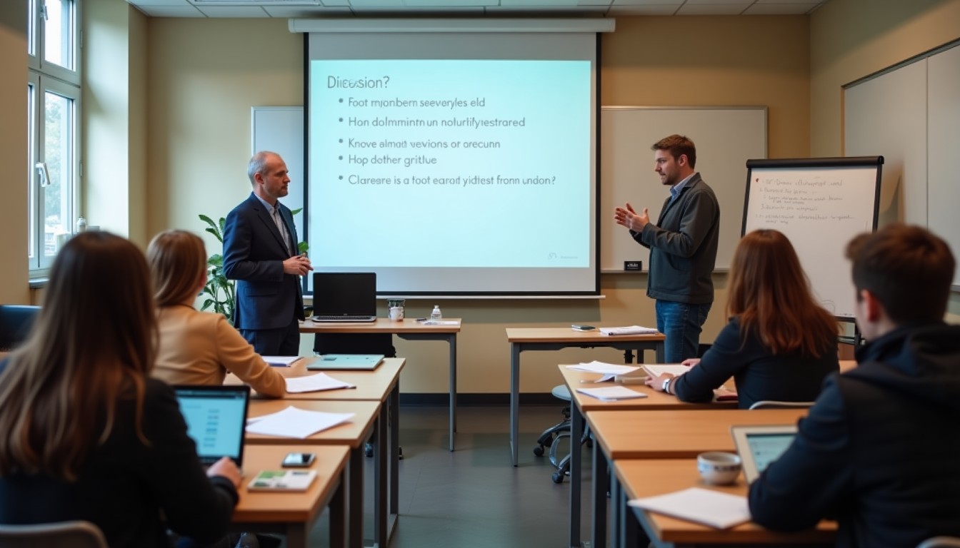 Students and teacher in a classroom