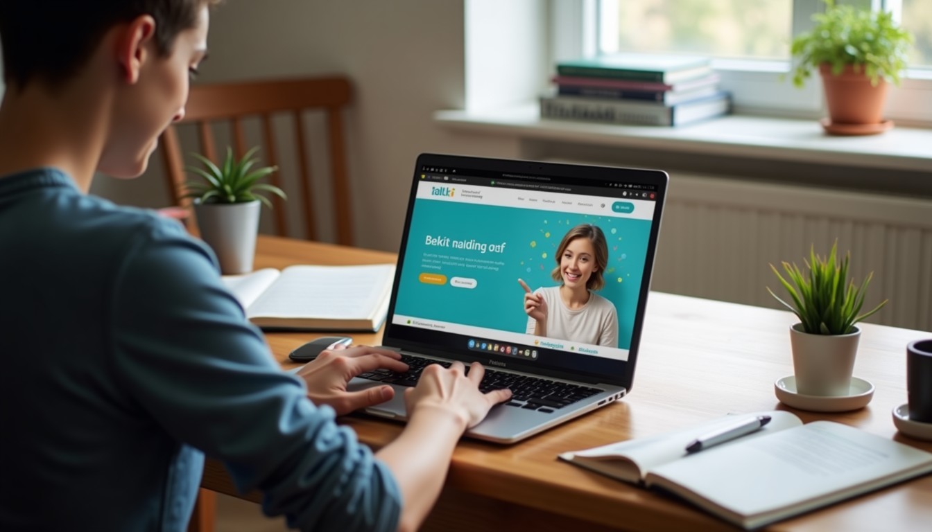 Student at home desk with laptop