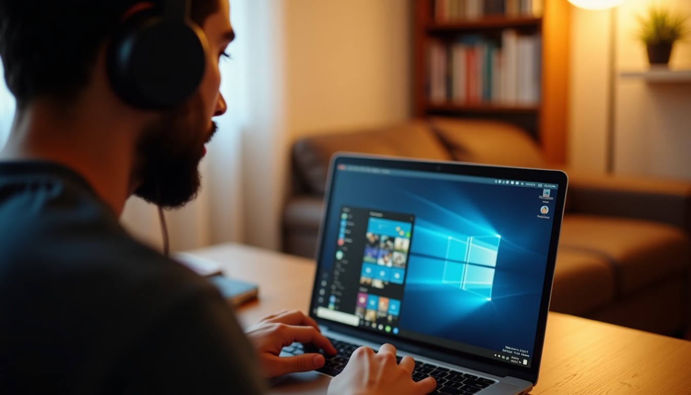 Person listening to audio lessons