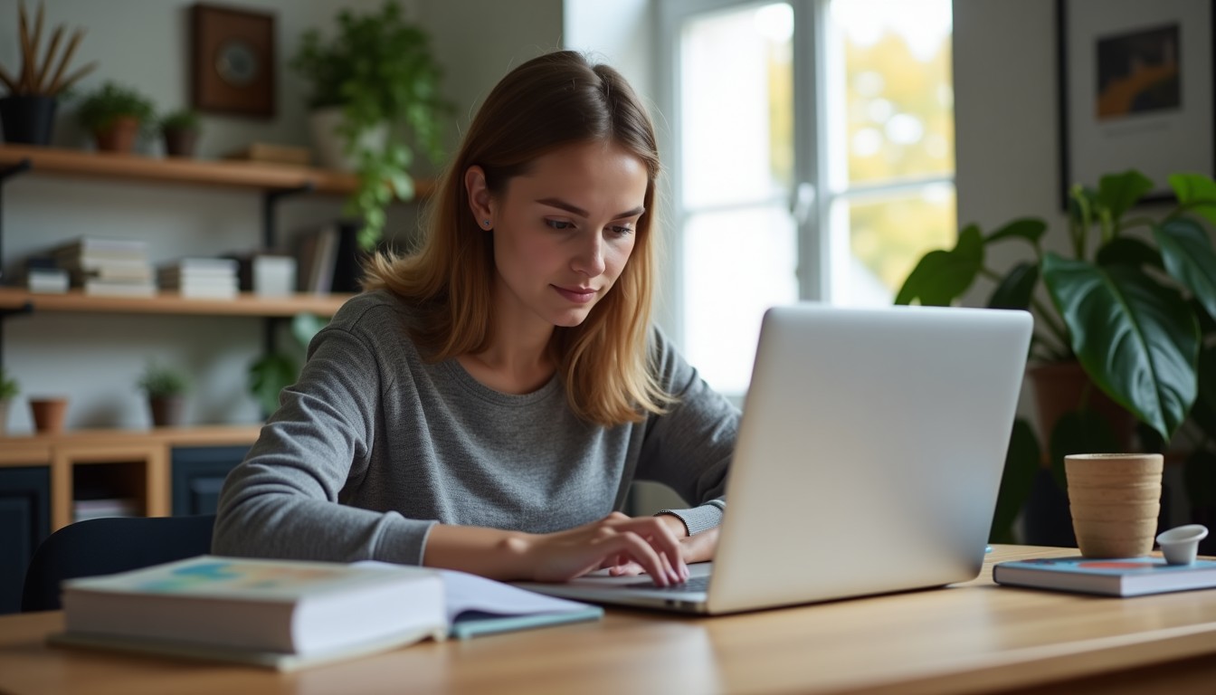 Student studying at home