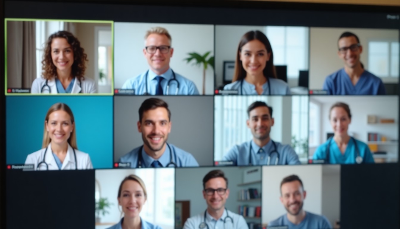International healthcare professionals in an online discussion