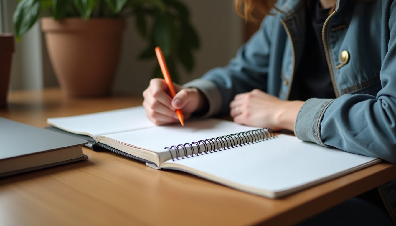 Person studying Dutch at a desk
