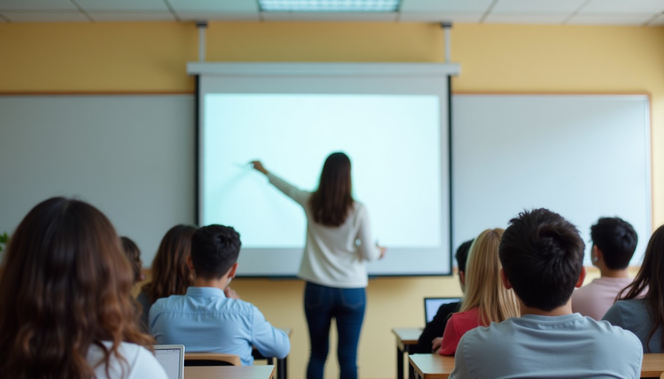 Students and teacher in a classroom