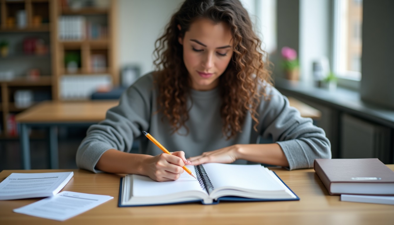 Person studying Dutch at a desk