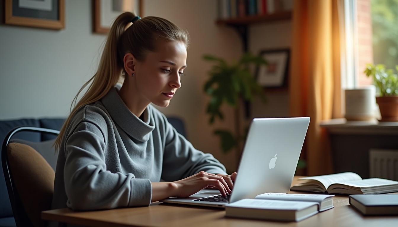 A person studying at home