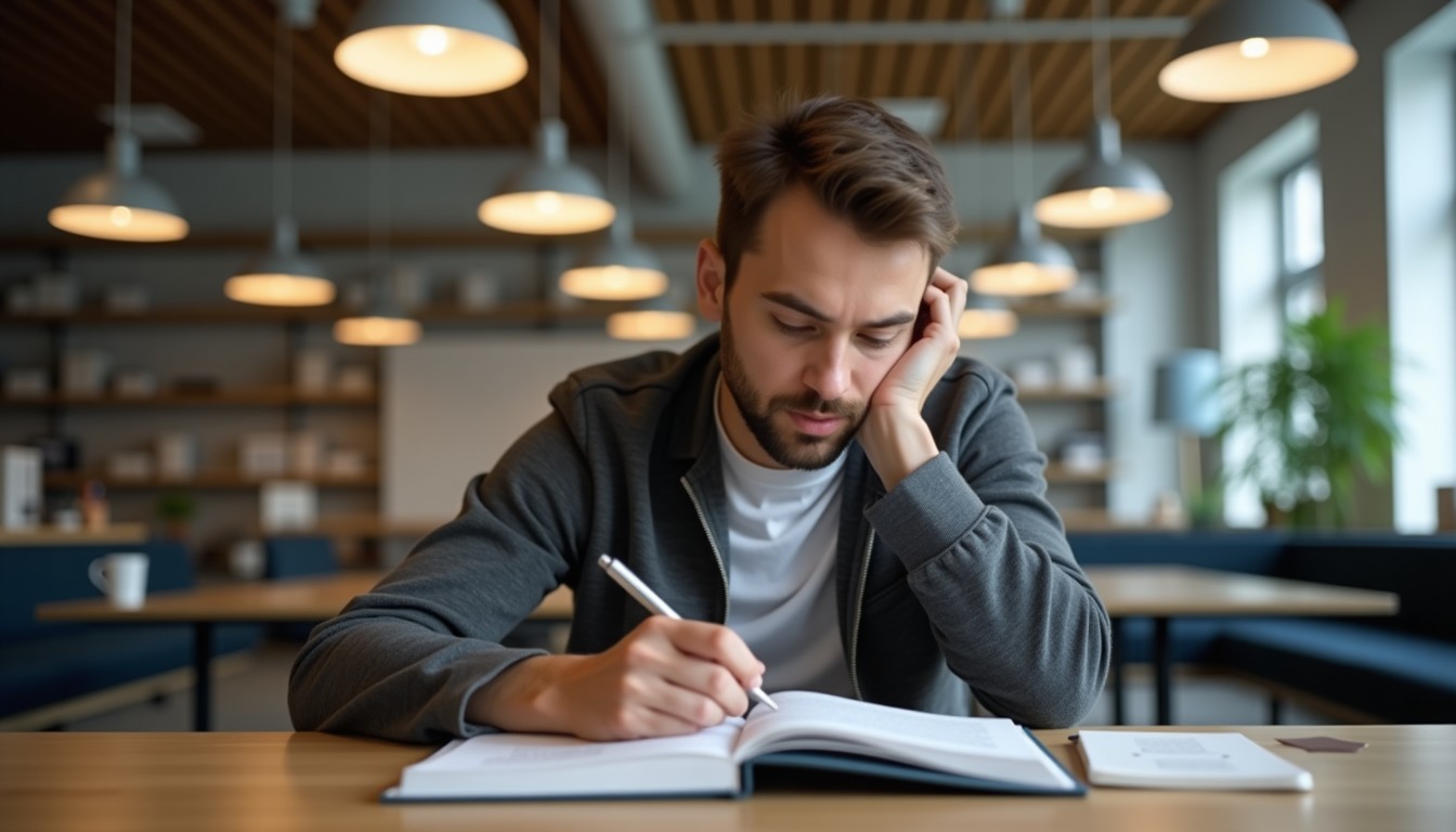 Person studying Dutch at a desk