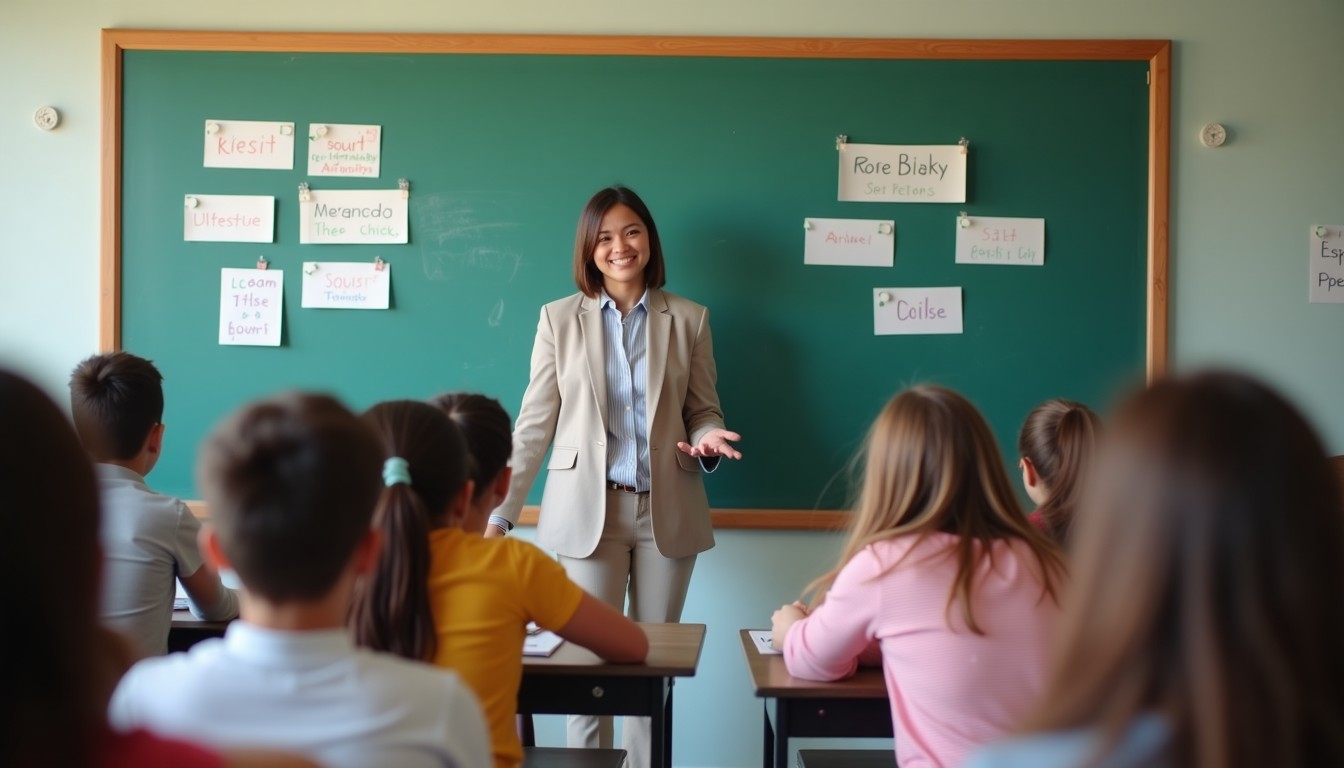 Students and teacher in a classroom setting