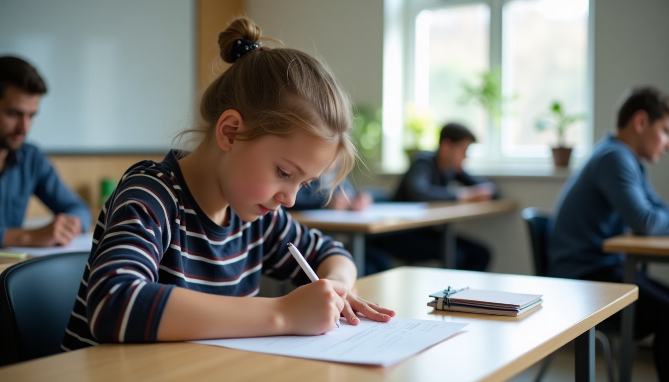 Student studying Dutch at a desk
