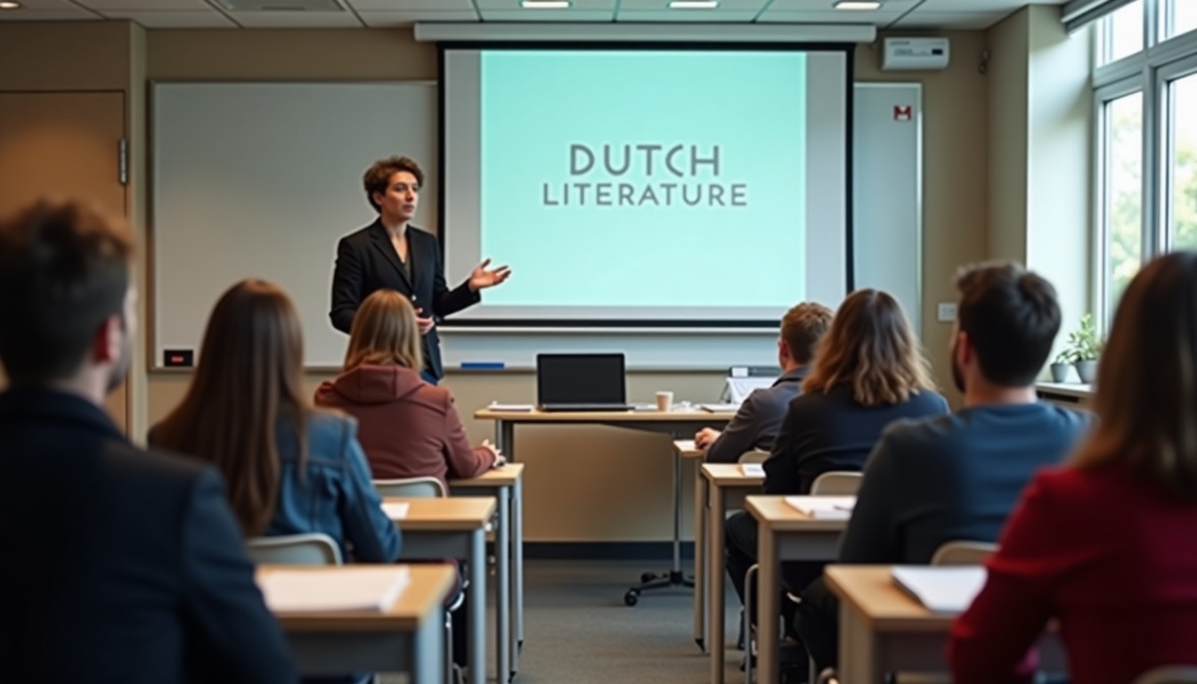 Students discussing Dutch literature